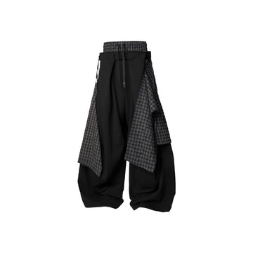 RELABEL Double Waistband Detachable Back Flap Oversized Sweatpants Black-Pants-XS-Free Shipping Leatheretro