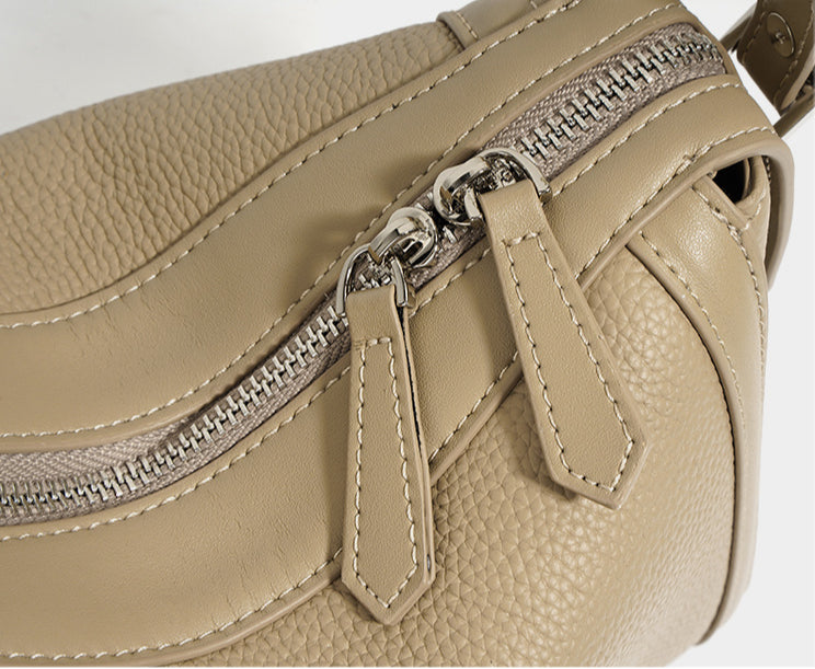 Genuine Top-Grain Leather Boston Bag-Classic - trench coat gray-Free Shipping Leatheretro