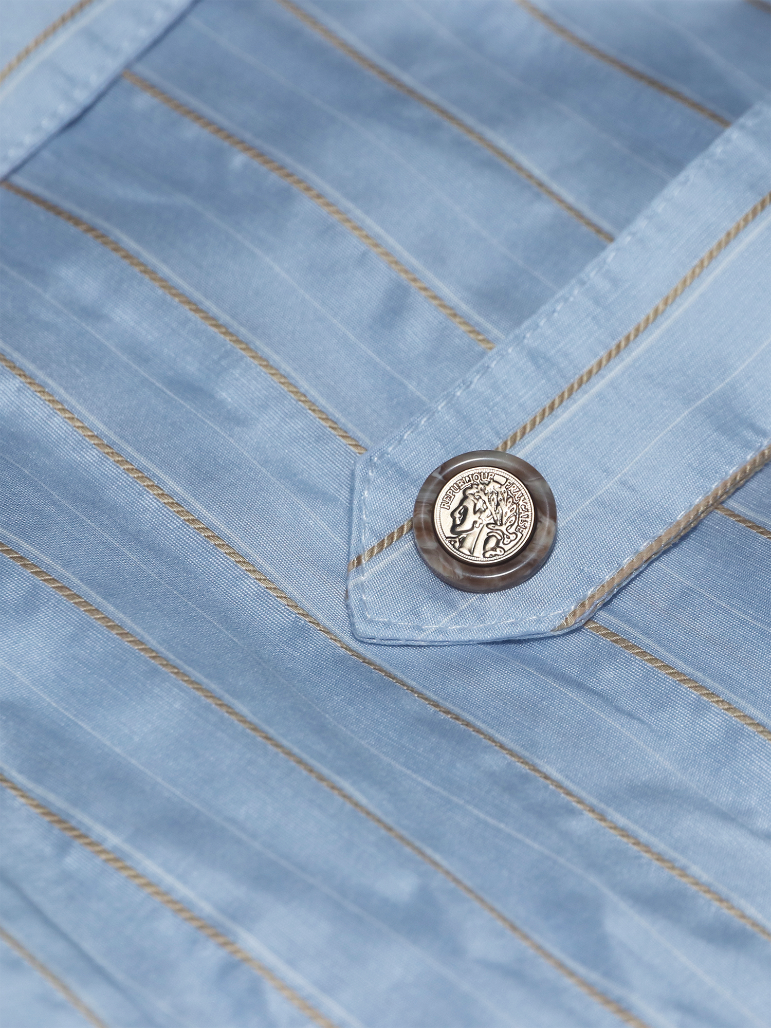 ASSEEN Metallic Thread Coin Button Shirt-Shirt-S-Free Shipping Leatheretro