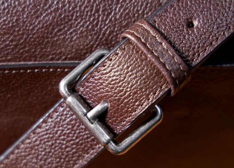 Men's Vintage Messenger Bag - Handmade Full-Grain Vegetable-Tanned Leather Messenger Bag-Messenger Bags-Coffee-Free Shipping Leatheretro