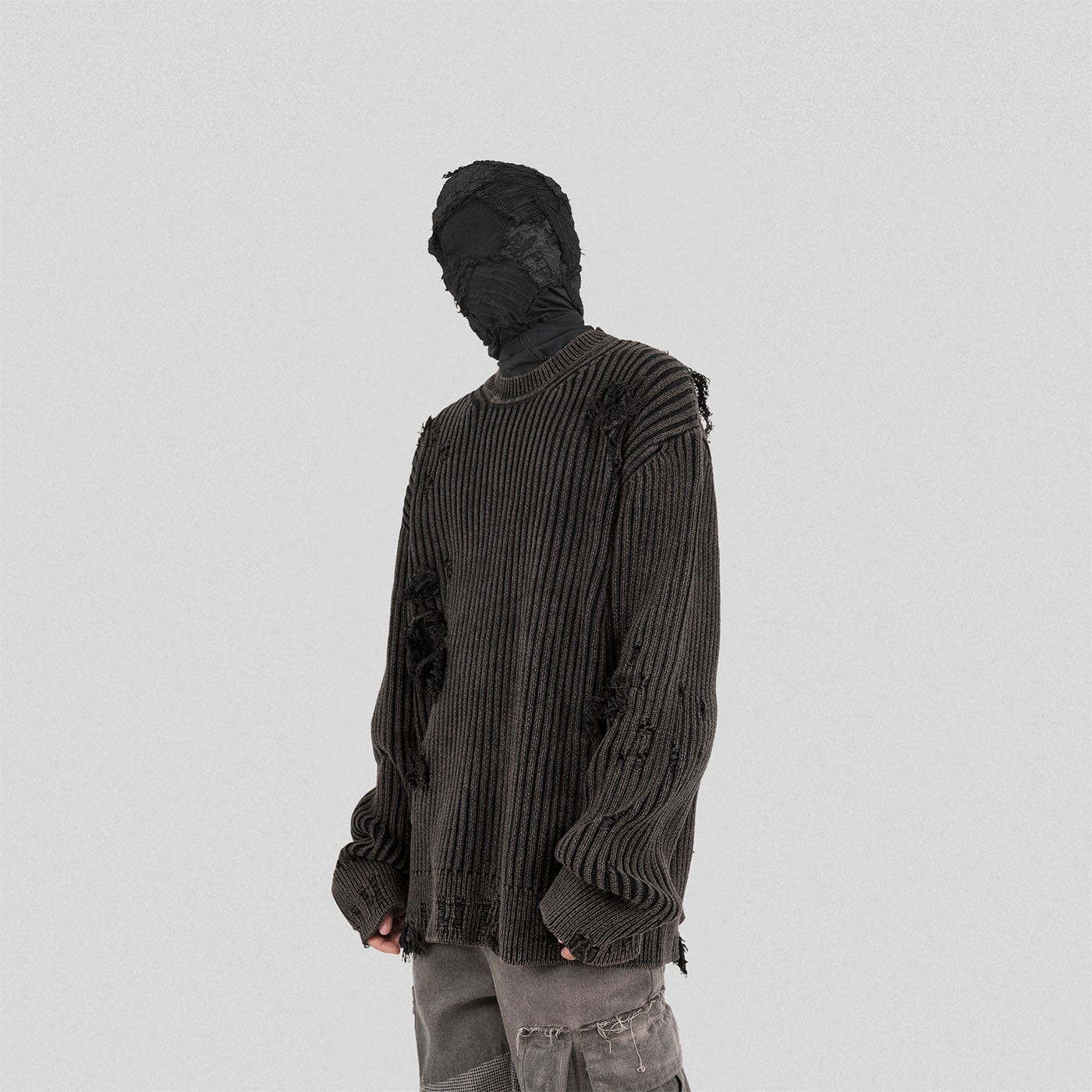 UNDERWATER Wasteland Ripped Sweater Charcoal-Sweater-S-Free Shipping Leatheretro