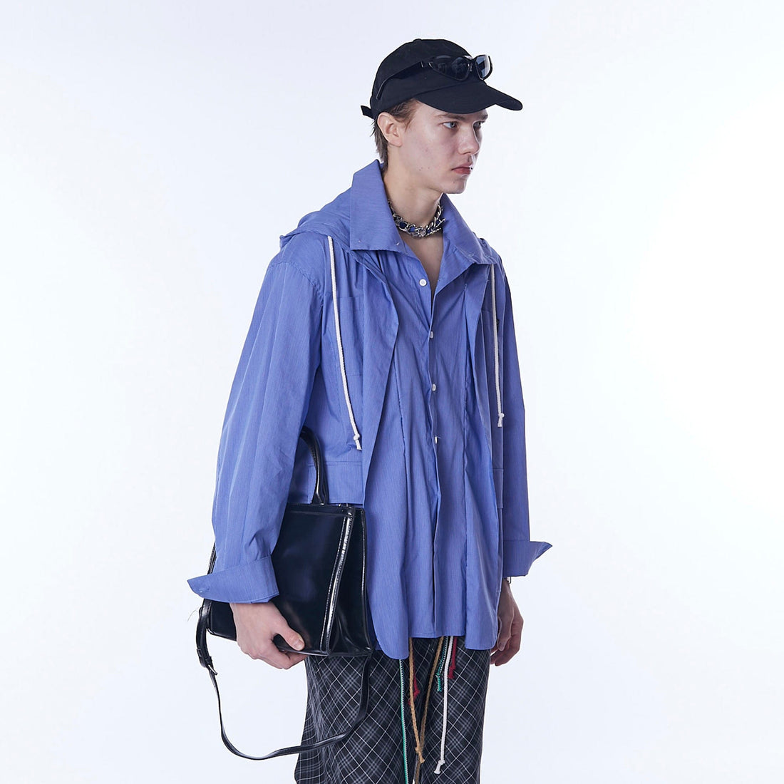 ASSEEN Deconstructed Layered Placket Oversized Hood Shirt-Shirt-S-Free Shipping Leatheretro