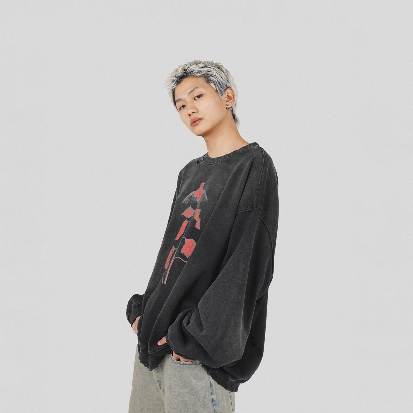 UNDERWATER Alive Ripped Sweatshirt Black-Sweatshirt-S-Free Shipping Leatheretro