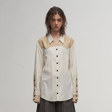 ILNya Nieternite Nifutur Pinstriped Contrast Spliced Shirt-Shirt-S(0)-Free Shipping Leatheretro