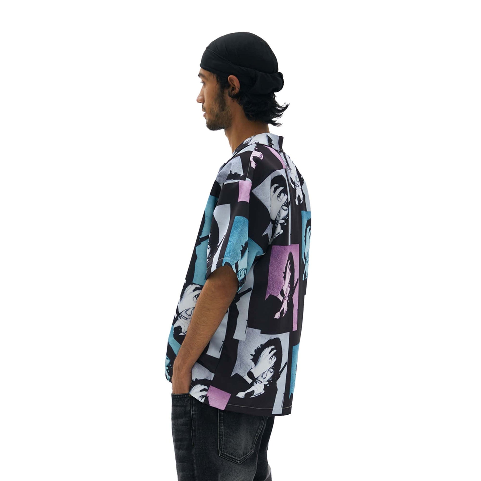 TECNINEGROUP Pop Art Portrait Graphic Cuban Half Shirt-Half shirt-Multicolor-S-Free Shipping Leatheretro