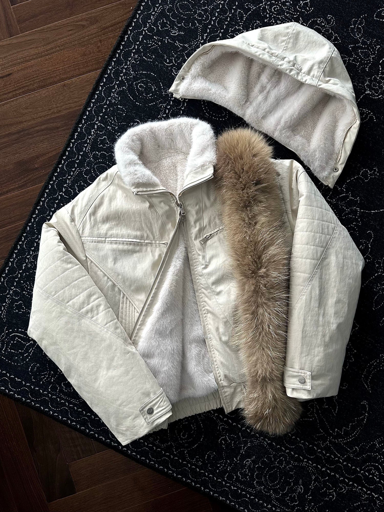 CATSSTAC Detachable Hood Down Jacket-Jacket-S (Preorder)-Black-Free Shipping Leatheretro