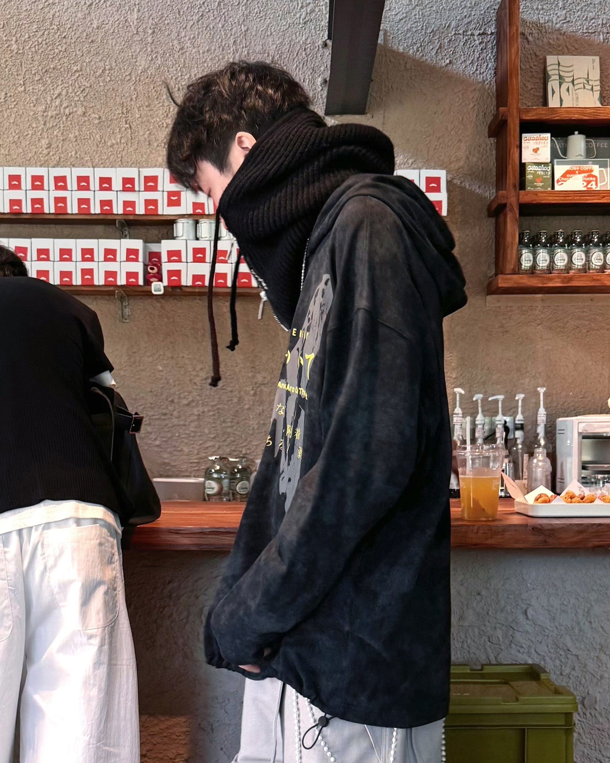 RELABEL Butterfly Buttoned Faded Hoodie-Hoodie-S-Dark Grey-Free Shipping Leatheretro