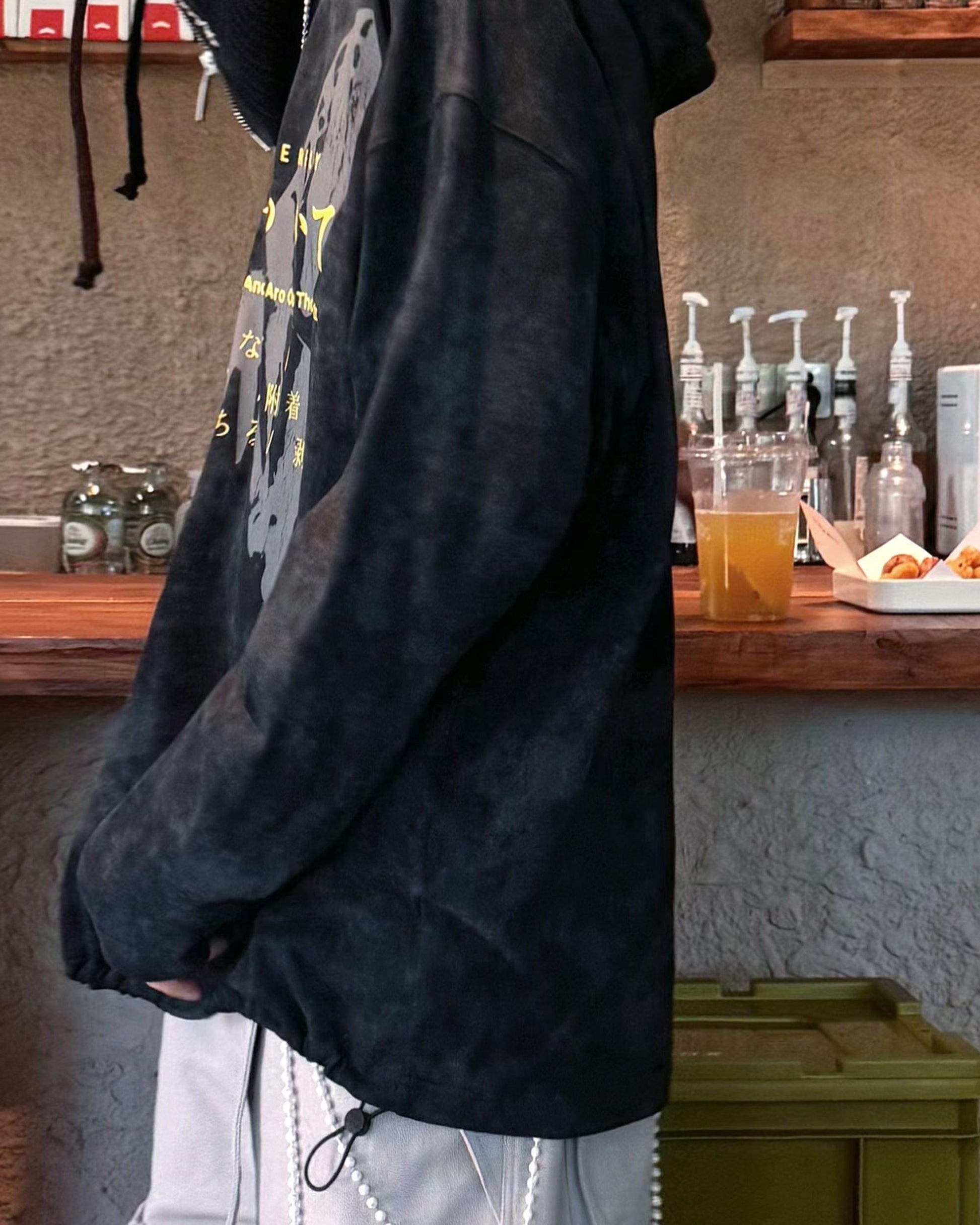 RELABEL Butterfly Buttoned Faded Hoodie-Hoodie-S-Dark Grey-Free Shipping Leatheretro