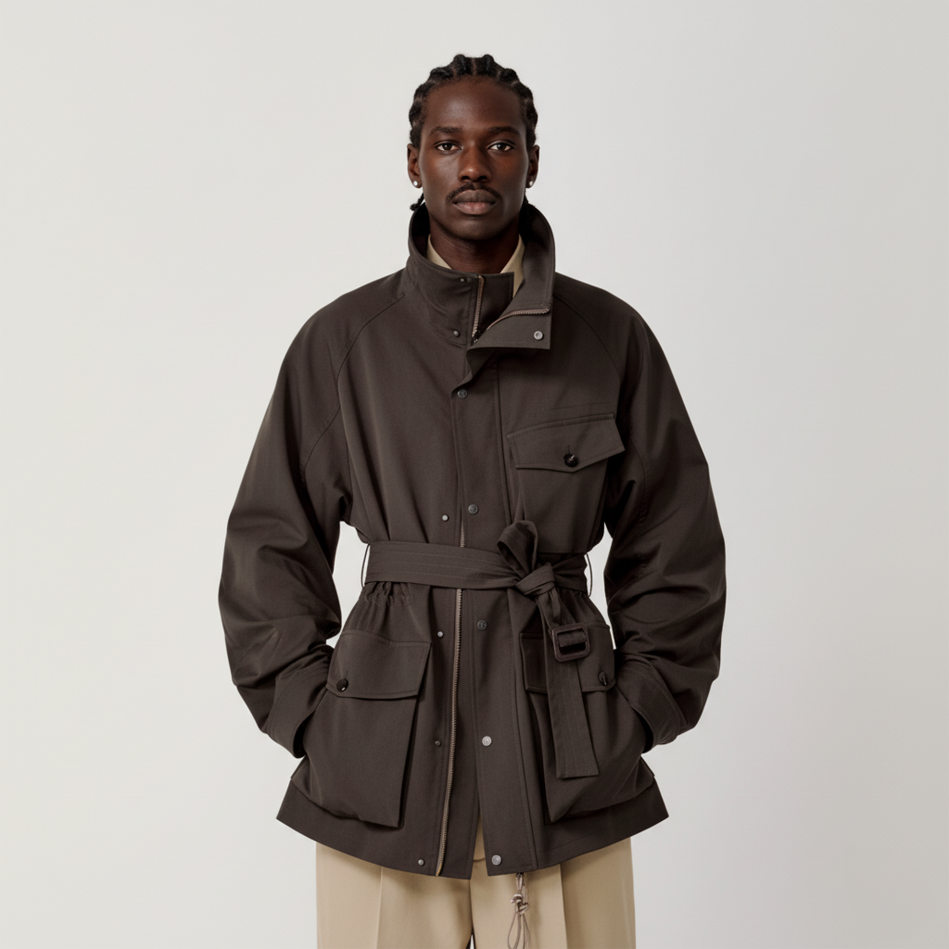 OPICLOTH Multi-Pockets Cinchable Utility Jacket-Jacket-S-Free Shipping Leatheretro