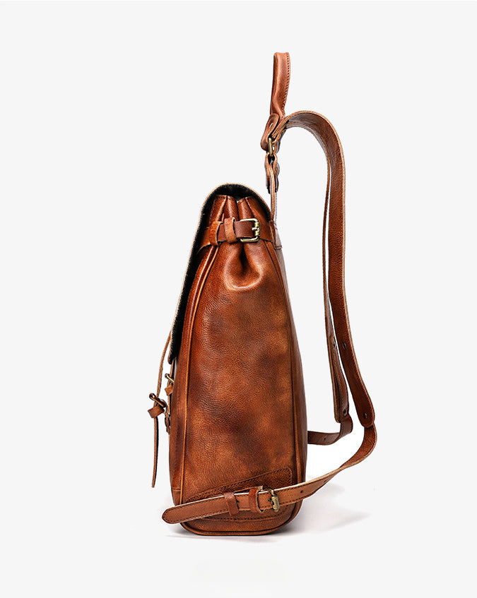 Handmade Vintage Vegetable-Tanned Leather Backpack-Backpack-Black-42CM*14CM*31CM-Free Shipping Leatheretro