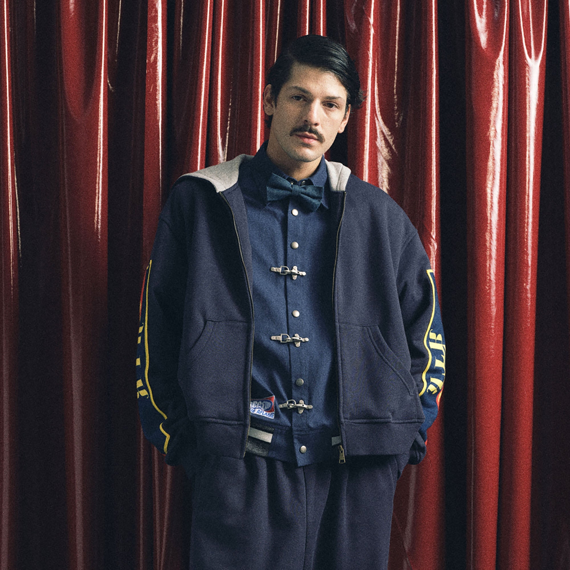 TRECLUB Graphic Patch Zip-Up Hoodie-Jacket-S-Navy-Free Shipping Leatheretro