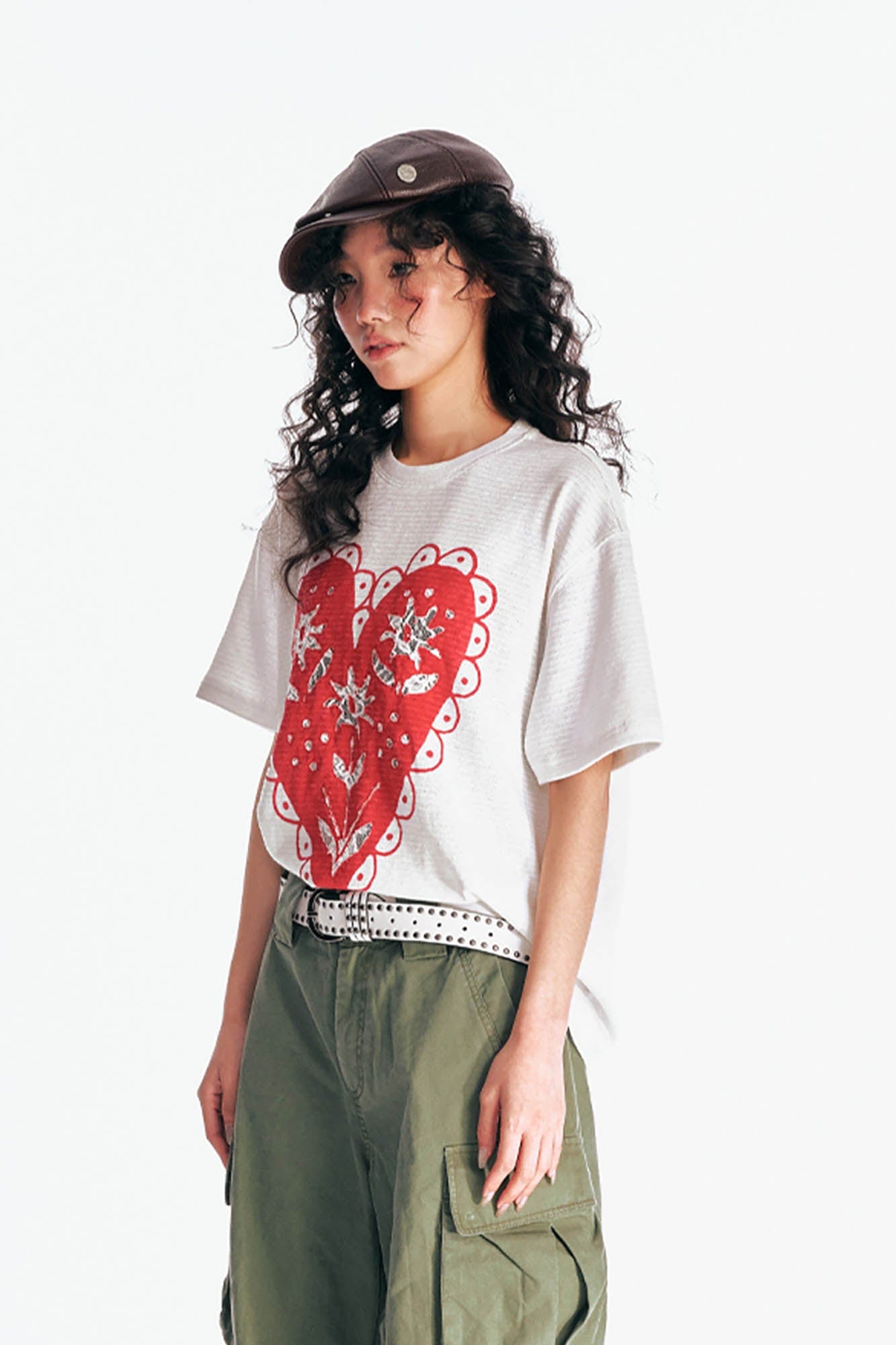 1997 POSTOFFICE The Heart Lace Bloom T-Shirt-T Shirt-S-Black-Free Shipping Leatheretro