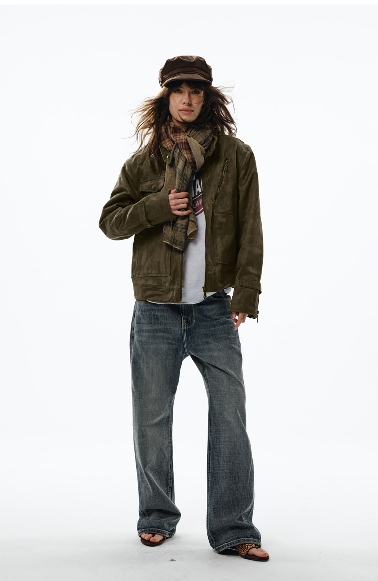 TRECLUB Retro Faux Suede Utility Jacket-Jacket-S-Free Shipping Leatheretro