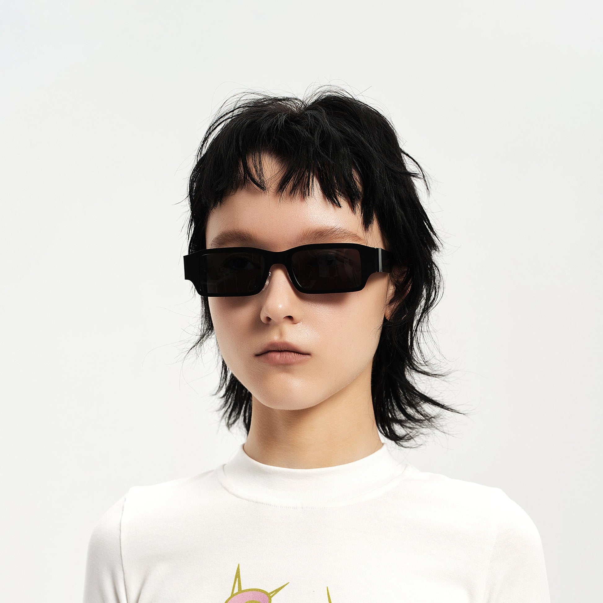 DAMAGE ASIA OPTICALS Metallic Square Frame Sunglasses-Sunglasses-One Size-Black-Free Shipping Leatheretro