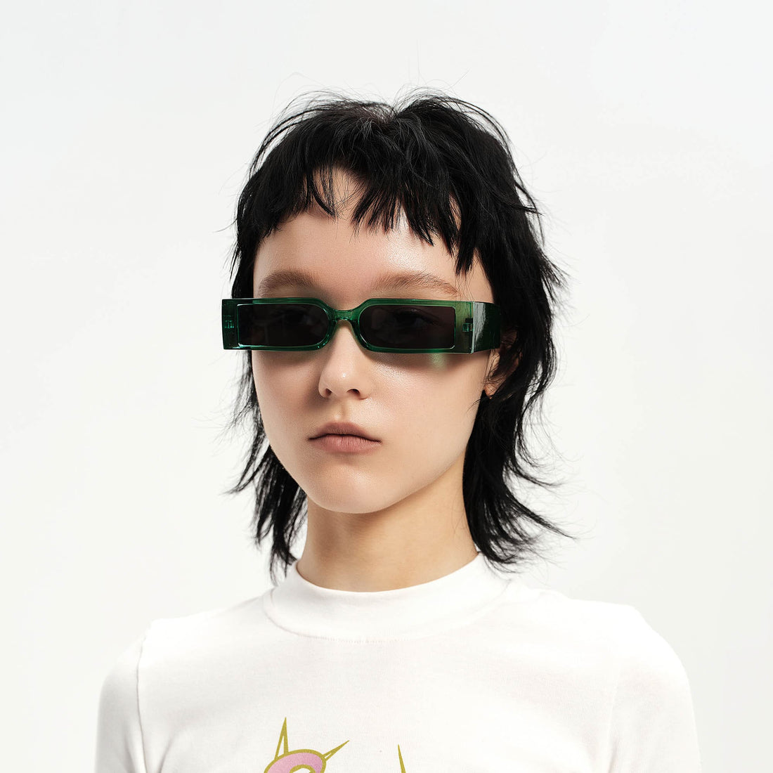 DAMAGE ASIA OPTICALS Square Frame Thick Temple Sunglasses-Sunglasses-One Size-Beige-Free Shipping Leatheretro