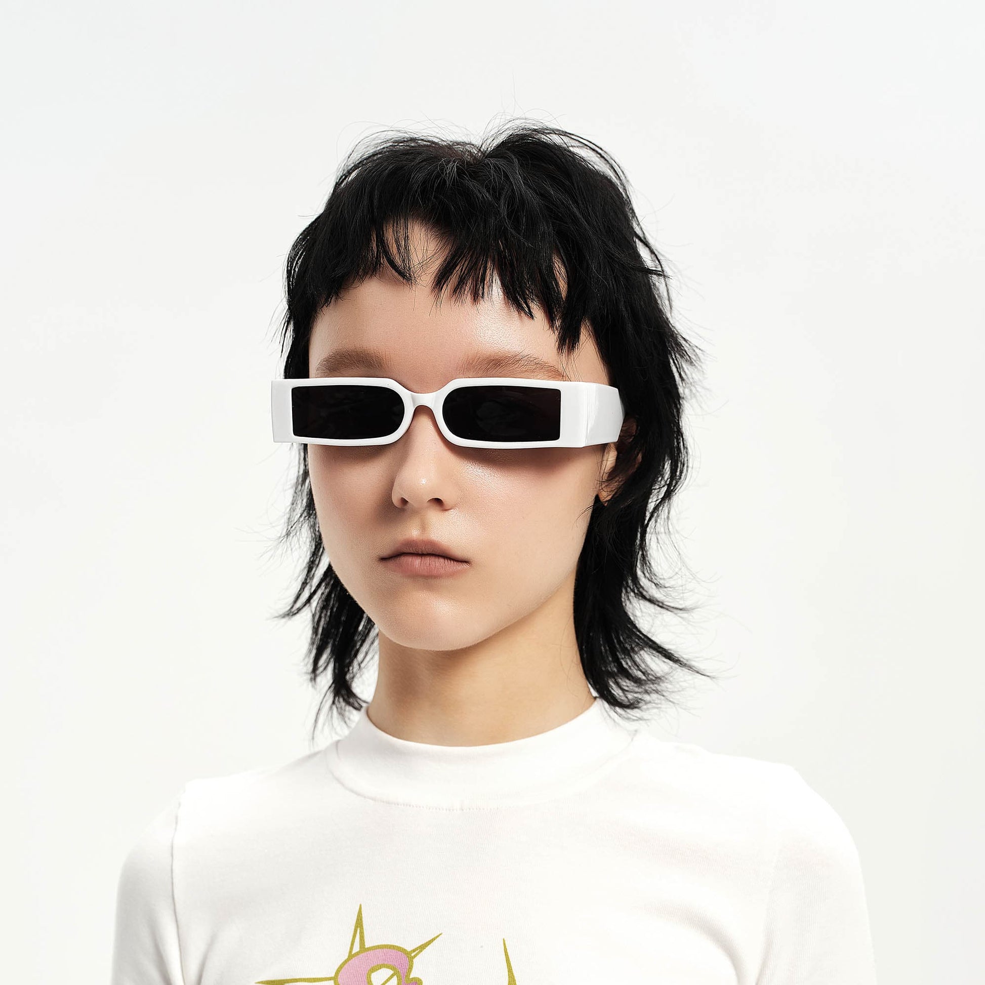 DAMAGE ASIA OPTICALS Square Frame Thick Temple Sunglasses-Sunglasses-One Size-Beige-Free Shipping Leatheretro