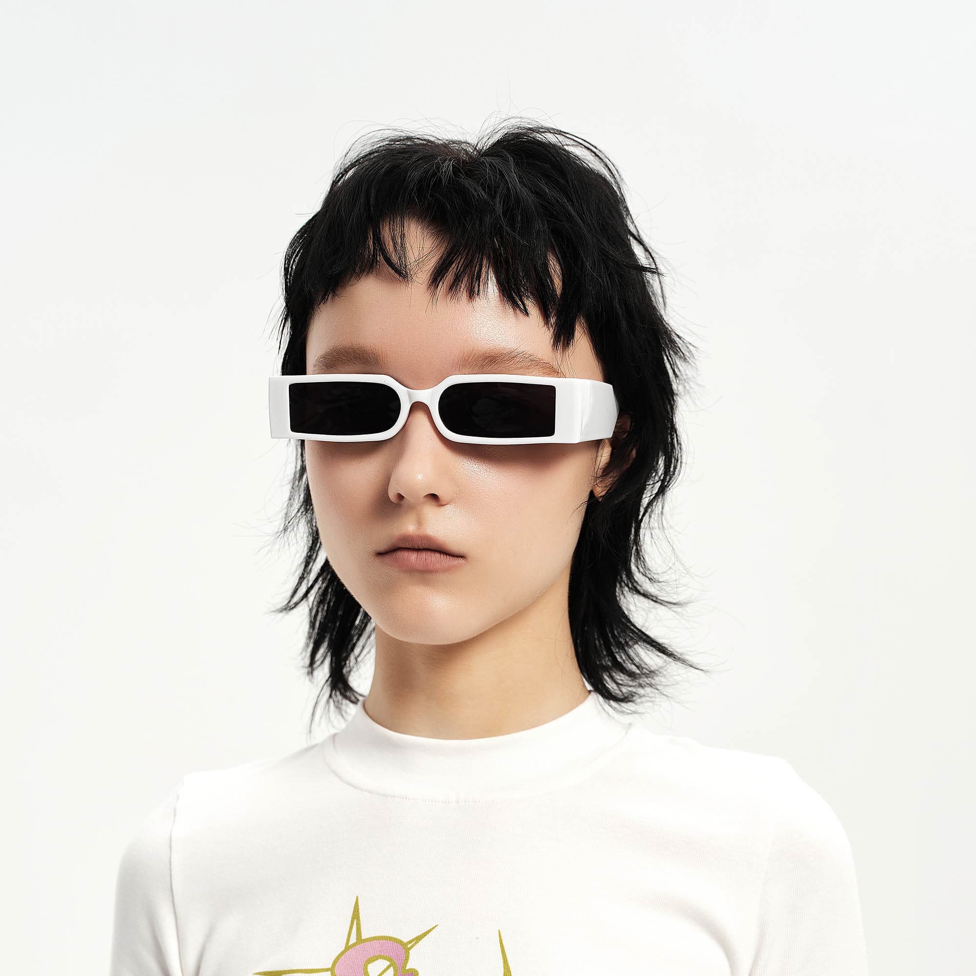 DAMAGE ASIA OPTICALS Square Frame Thick Temple Sunglasses-Sunglasses-One Size-Beige-Free Shipping Leatheretro