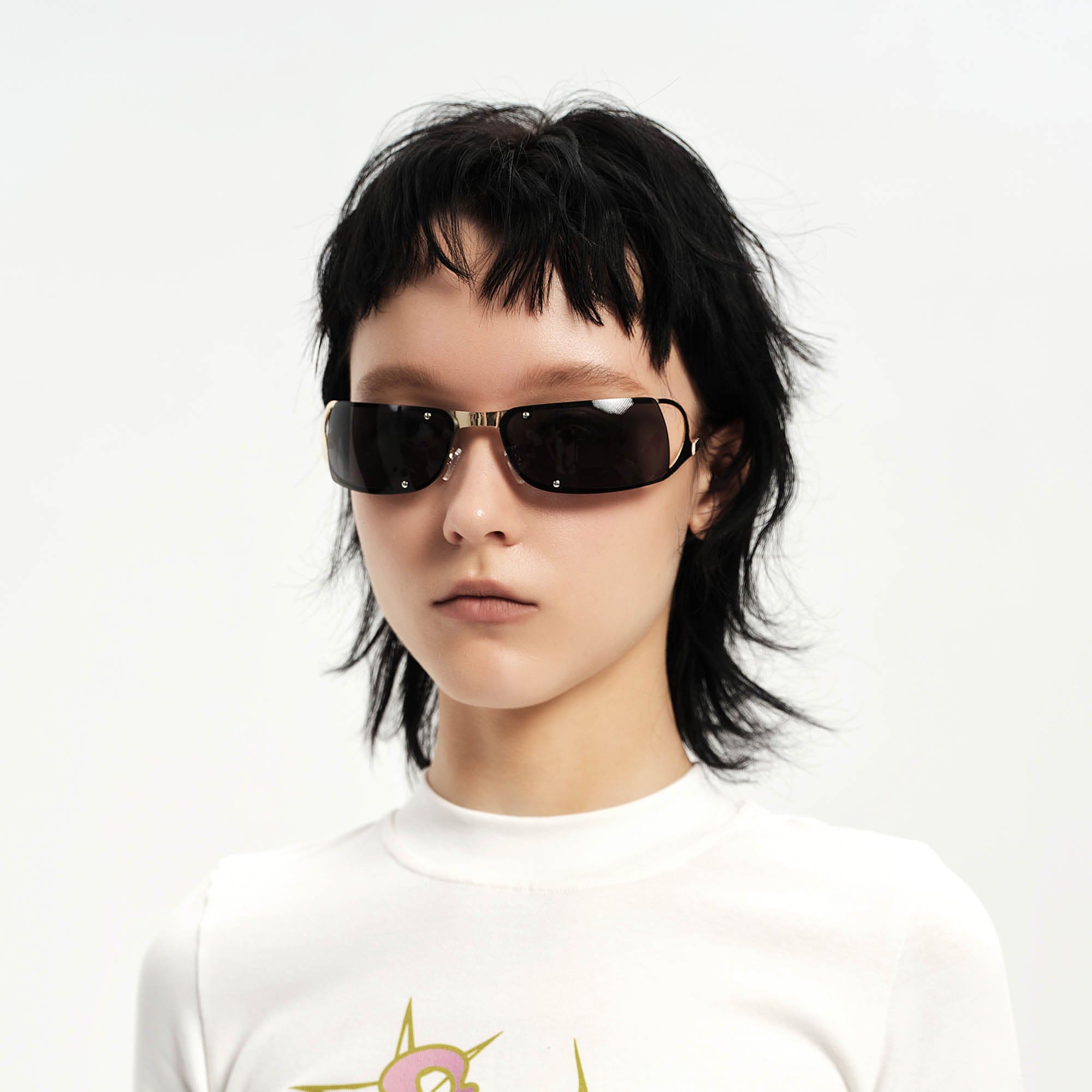 DAMAGE ASIA OPTICALS Modern Rivet Square Frame Sunglasses-Sunglasses-One Size-Orange-Free Shipping Leatheretro