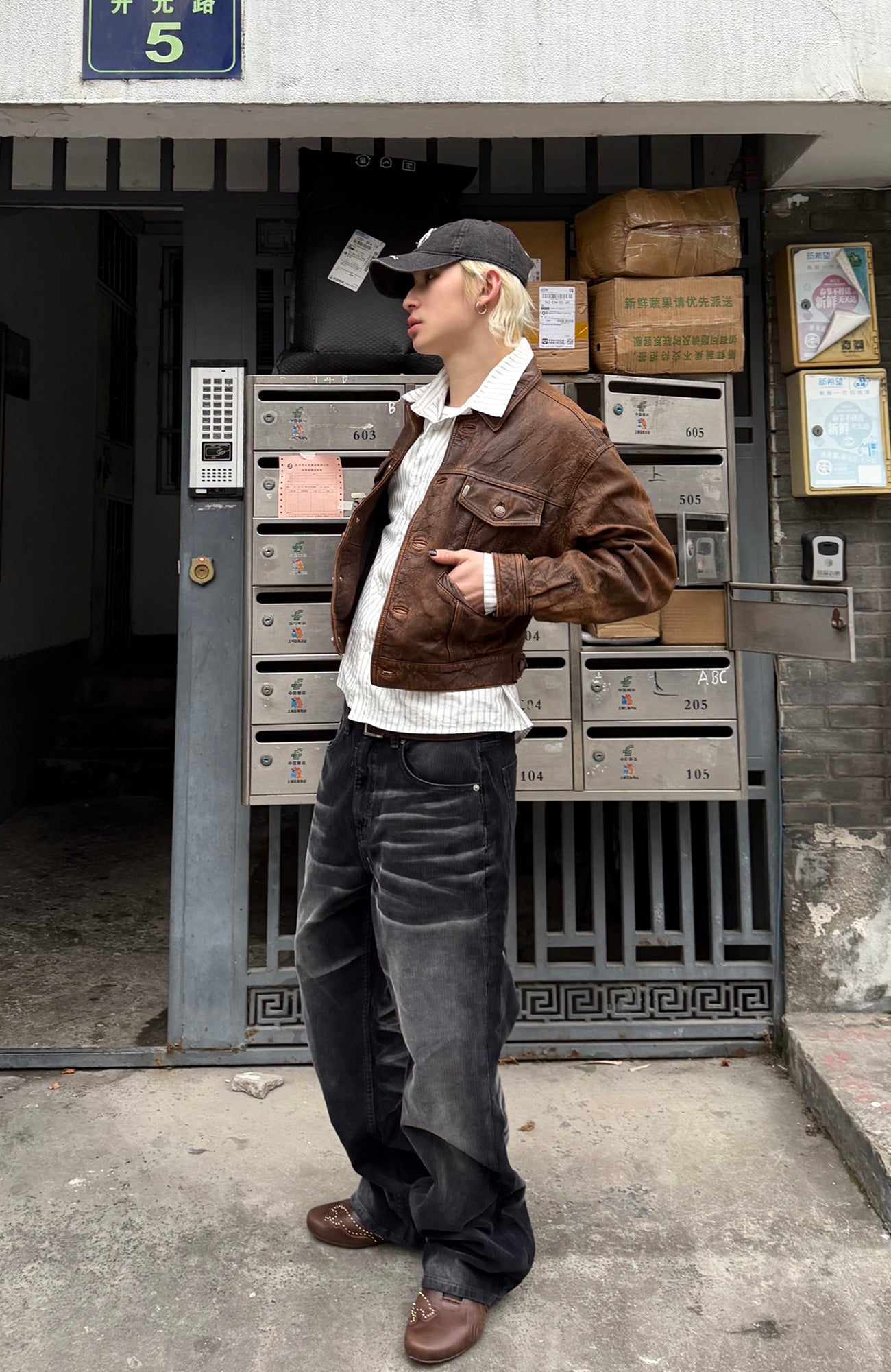 TRECLUB Washed Straight-Leg Corduroy Trousers-Pants-S (Preorder)-Free Shipping Leatheretro