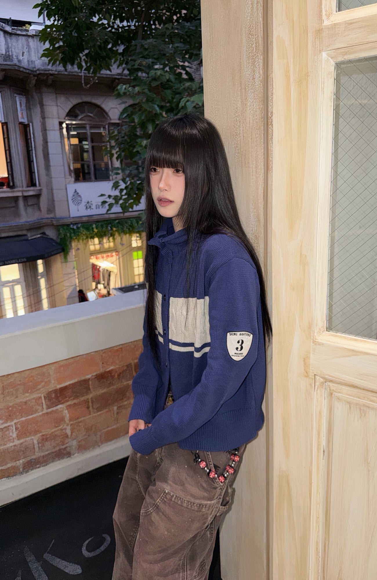 TRECLUB Retro Collegiate Cable-Knit Cardigan-Jacket-S (Preorder)-Free Shipping Leatheretro
