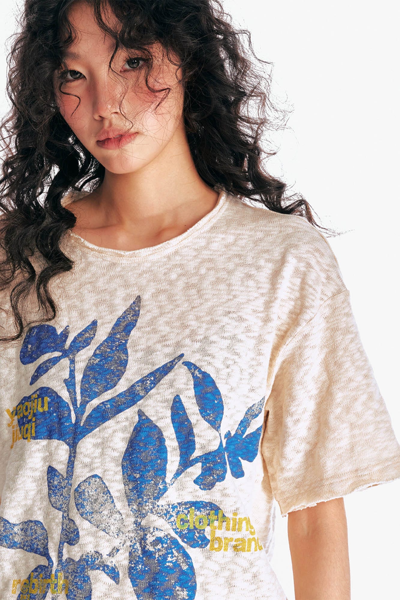 1997 POSTOFFICE Sesame Leaves Graphics Burnout T-Shirt-T Shirt-S-Apricot-Free Shipping Leatheretro