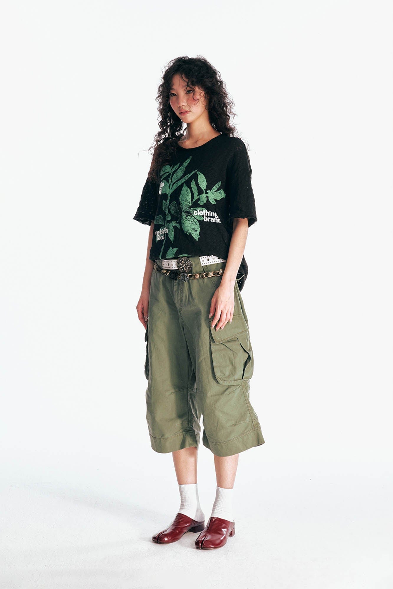 1997 POSTOFFICE Sesame Leaves Graphics Burnout T-Shirt-T Shirt-S-Apricot-Free Shipping Leatheretro