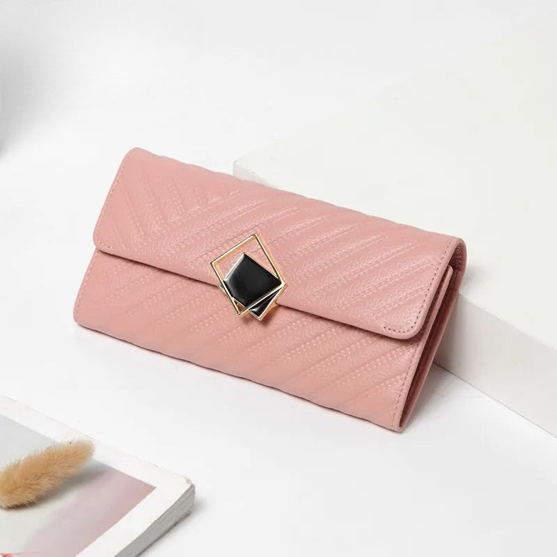 Large Capacity Leather Women's Wallet - Long Hand-Held Phone Holder-Wallets & Money Clips-Pink-Free Shipping Leatheretro