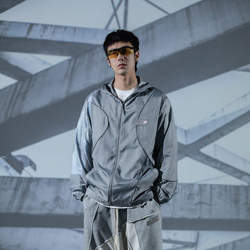 ENSHADOWER Modern Reflective Stripes Jacket-Jacket-M-Grey-Free Shipping Leatheretro