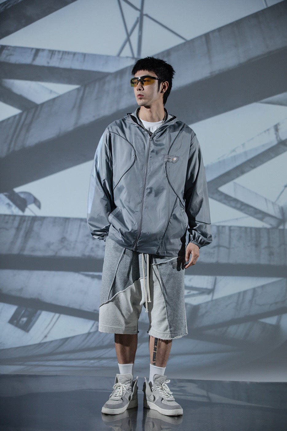 ENSHADOWER Modern Reflective Stripes Jacket-Jacket-M-Grey-Free Shipping Leatheretro