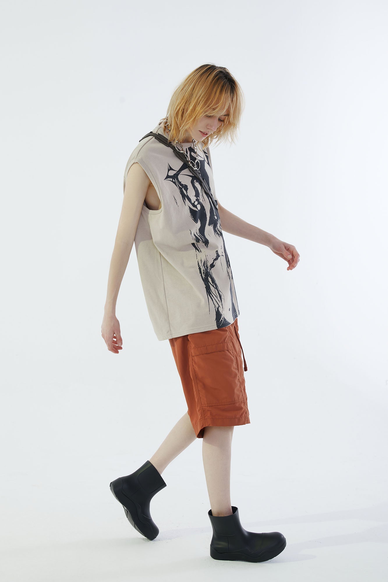 ERROR CODE ROBT Portrait Graphic Mesh Lining Sleeveless Tee-T Shirt-S-Free Shipping Leatheretro