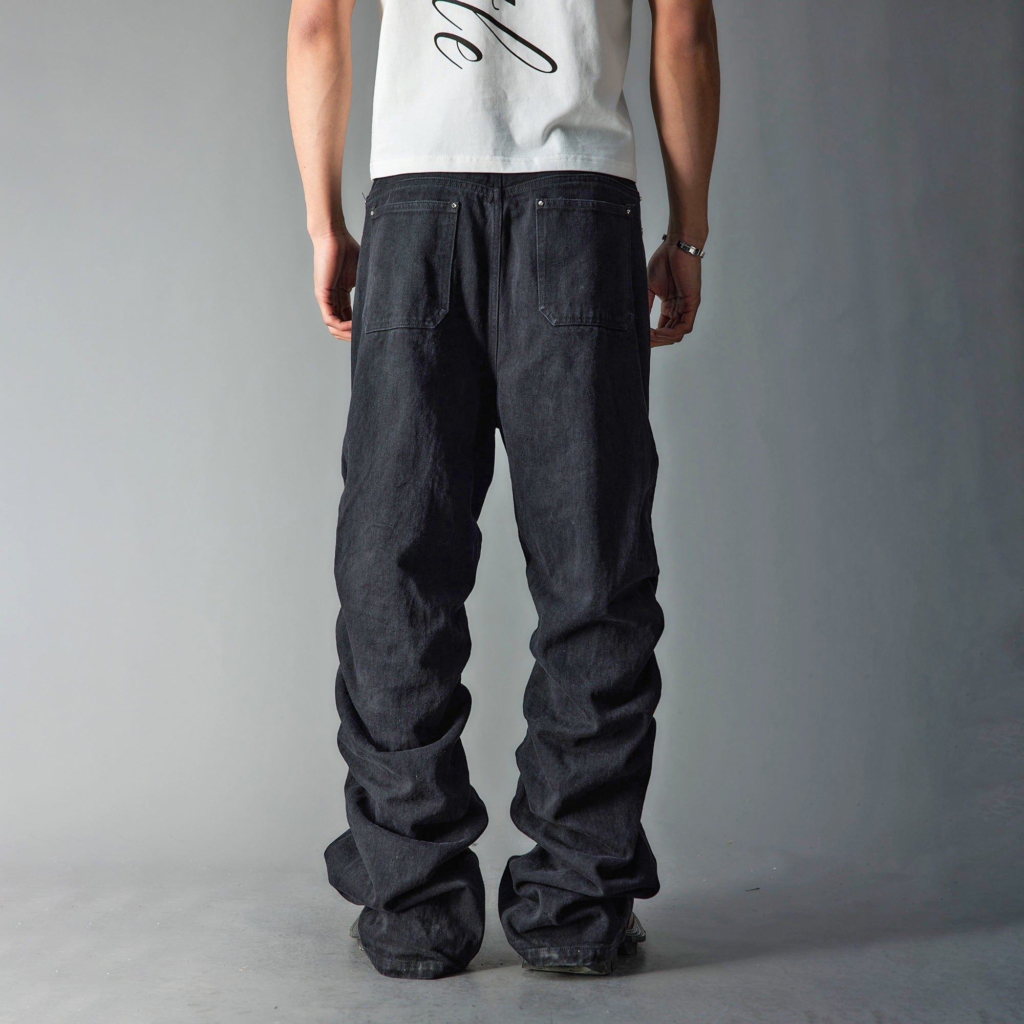 WHISTLEHUNTER Stacked Washed Rivet Flare Jeans-Jeans-S-Blue-Free Shipping Leatheretro