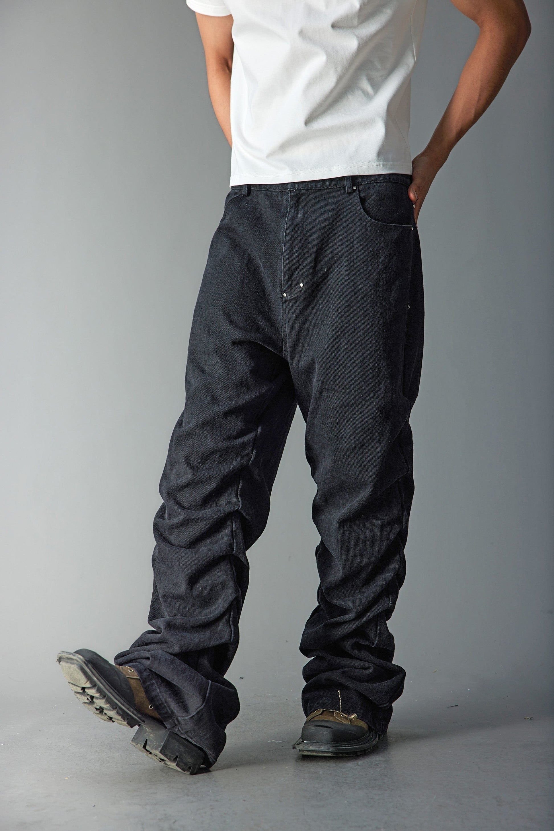 WHISTLEHUNTER Stacked Washed Rivet Flare Jeans-Jeans-S-Blue-Free Shipping Leatheretro