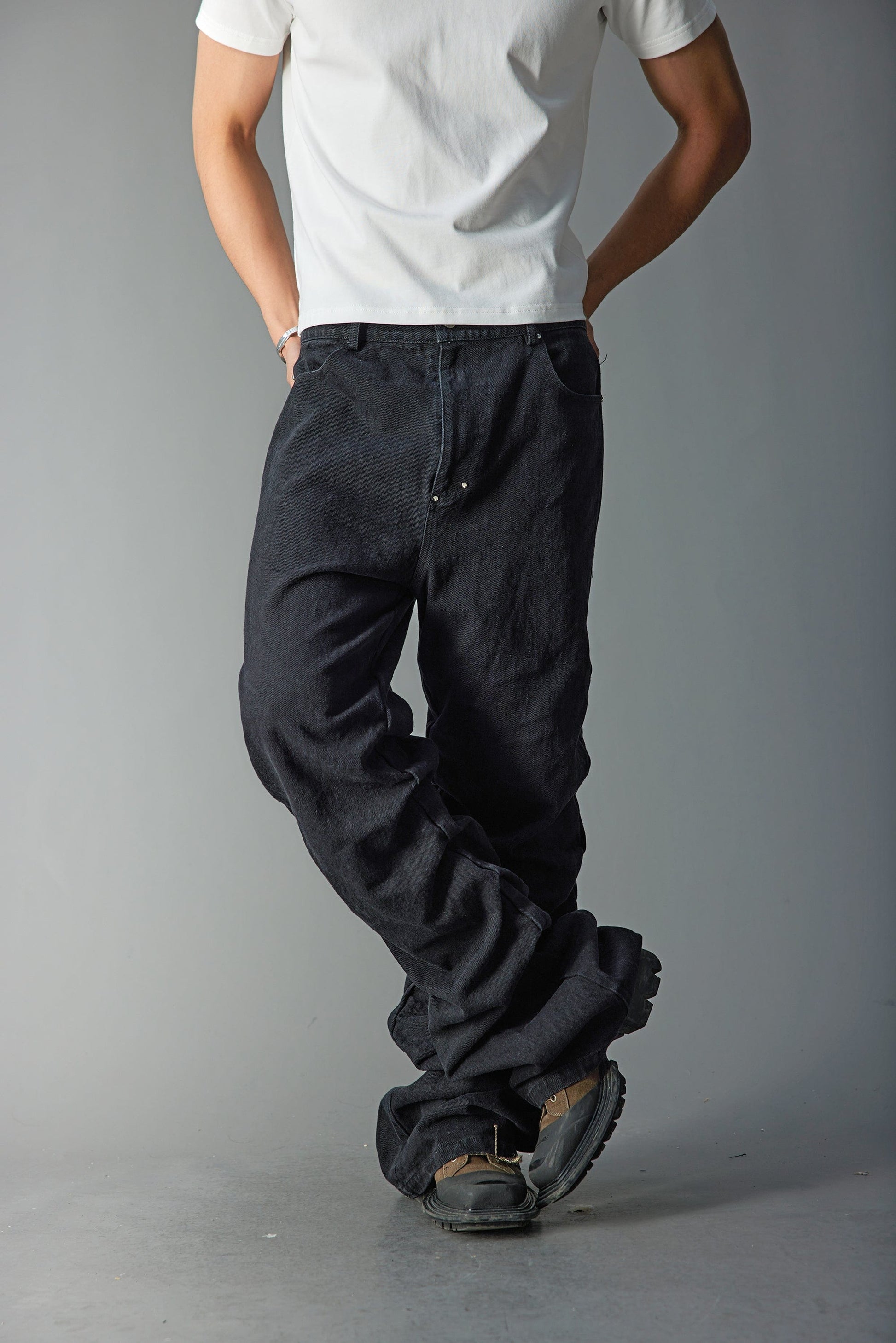 WHISTLEHUNTER Stacked Washed Rivet Flare Jeans-Jeans-S-Blue-Free Shipping Leatheretro
