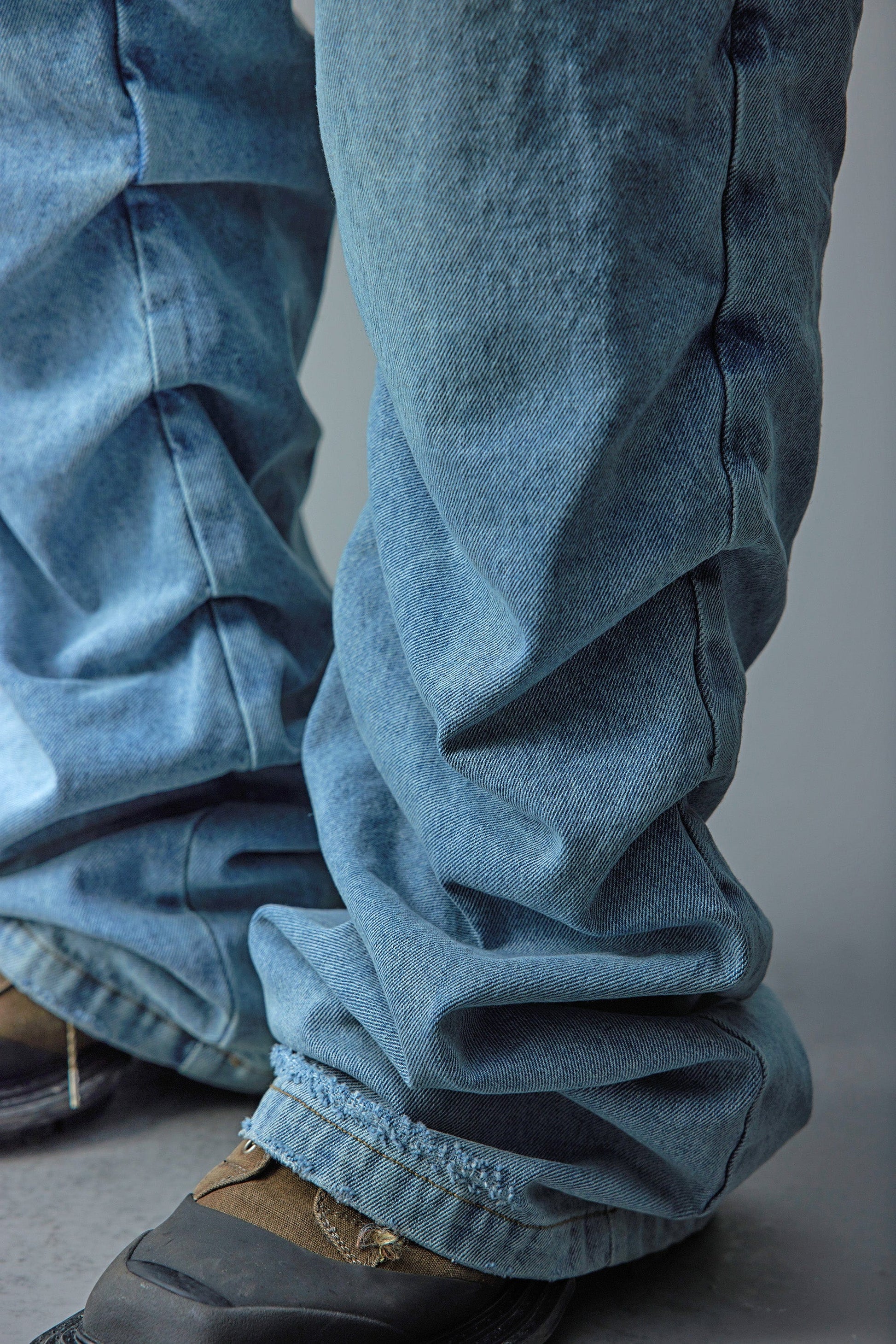 WHISTLEHUNTER Stacked Washed Rivet Flare Jeans-Jeans-S-Blue-Free Shipping Leatheretro