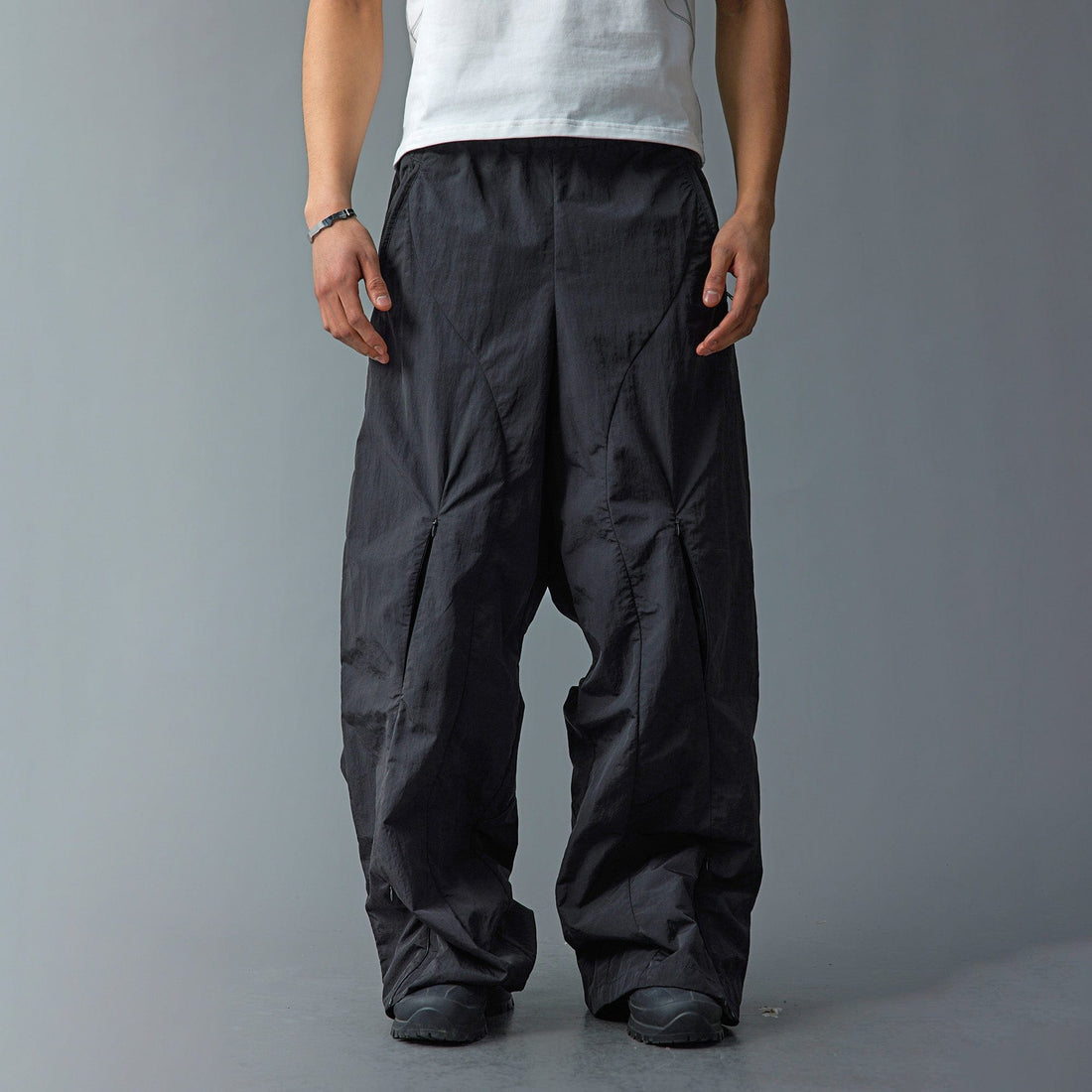 WHISTLEHUNTER Deconstructed Pleated Zipper Pockets Pants-Pants-S-Free Shipping Leatheretro
