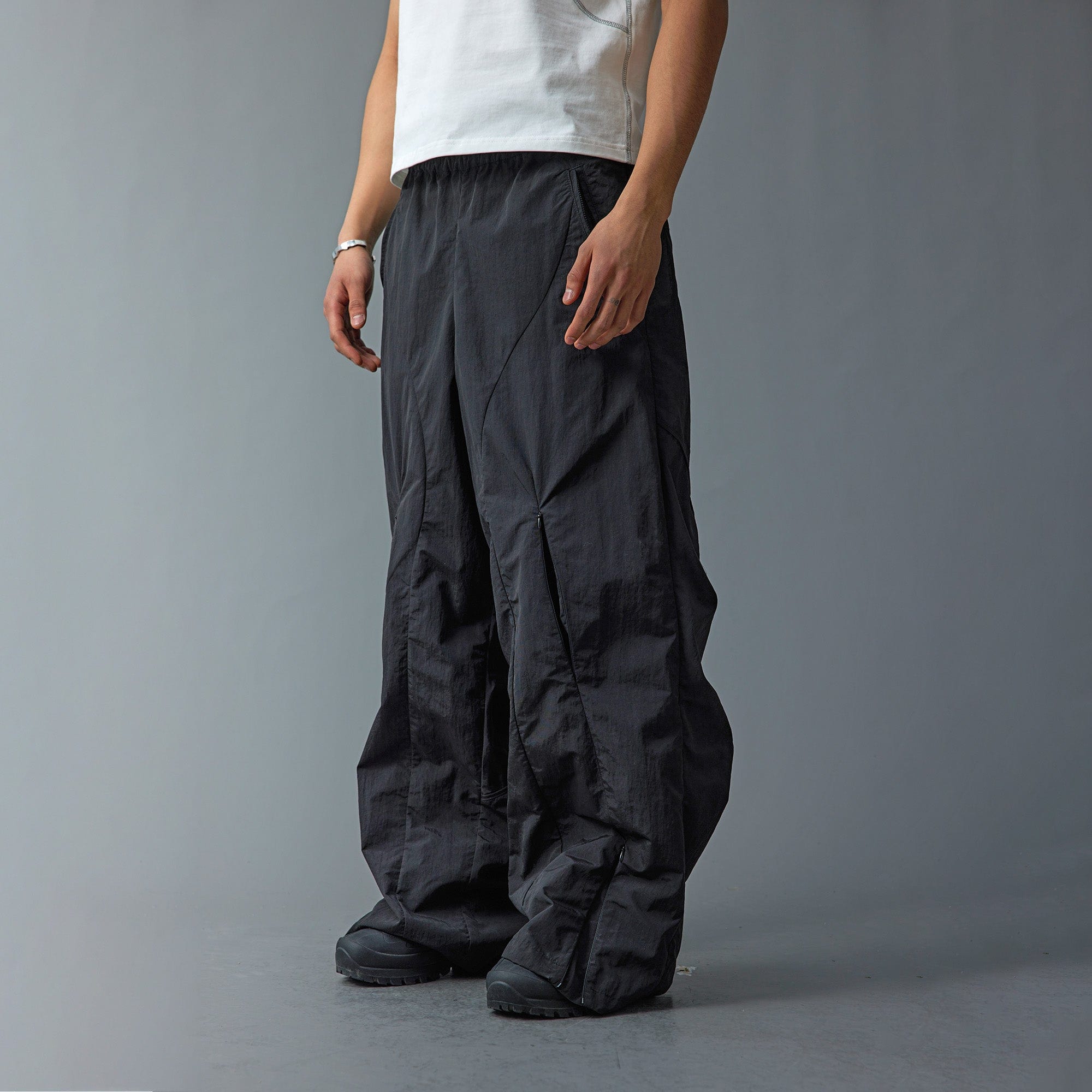 WHISTLEHUNTER Deconstructed Pleated Zipper Pockets Pants-Pants-S-Free Shipping Leatheretro