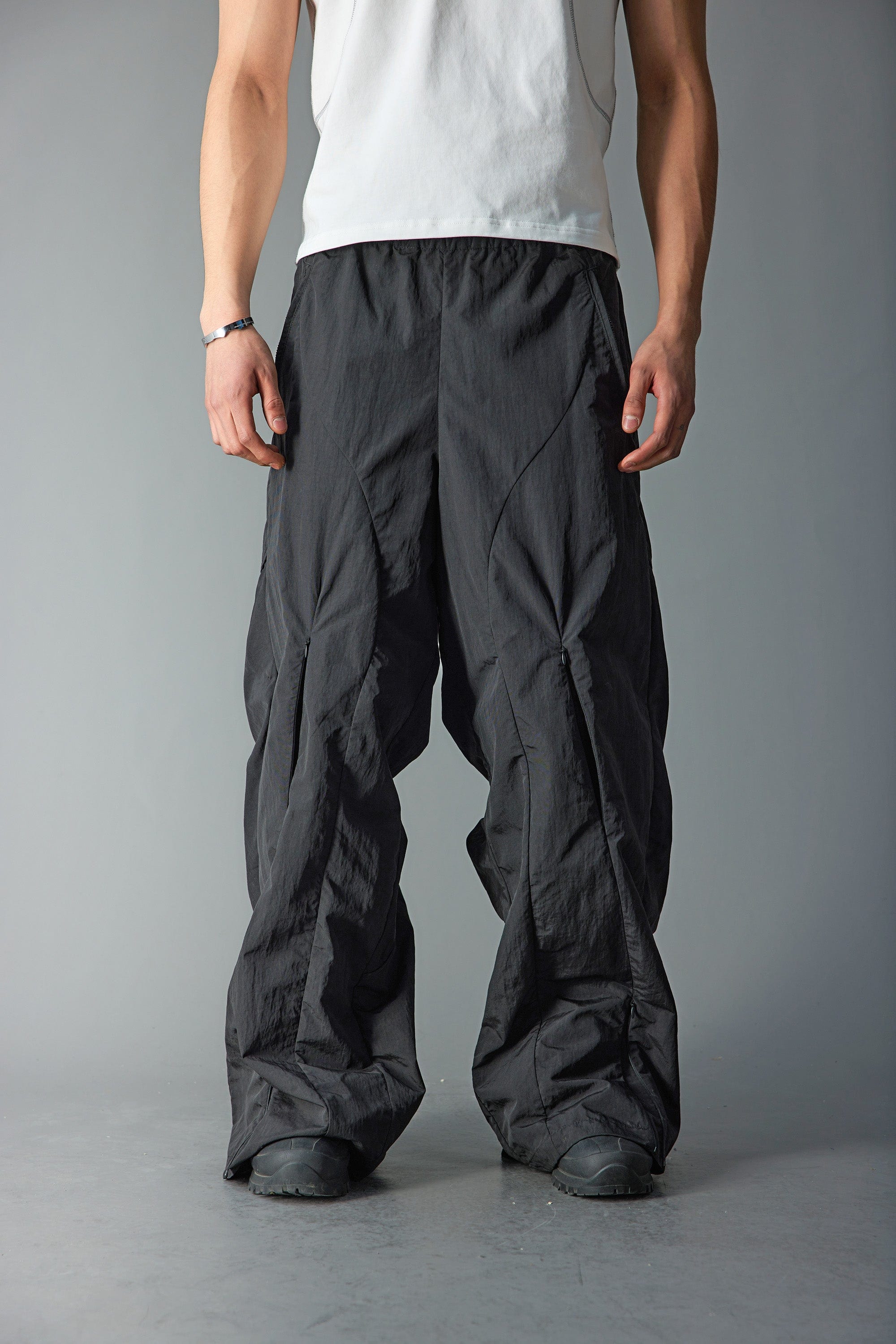 WHISTLEHUNTER Deconstructed Pleated Zipper Pockets Pants-Pants-S-Free Shipping Leatheretro