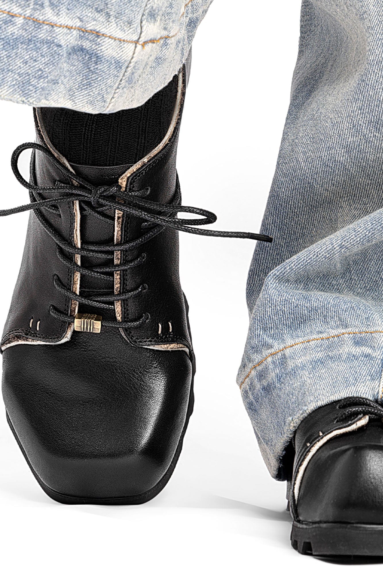 REWRITE Lace Up Square-Toe Derby Shoes-Shoes-38.5-Free Shipping Leatheretro