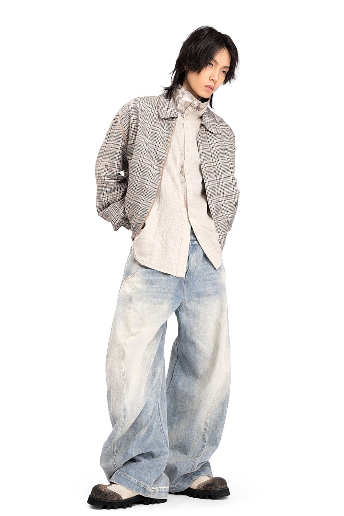 REWRITE Distressed Stitch Panel Chunky Oxfords-Shoes-38.5-Free Shipping Leatheretro