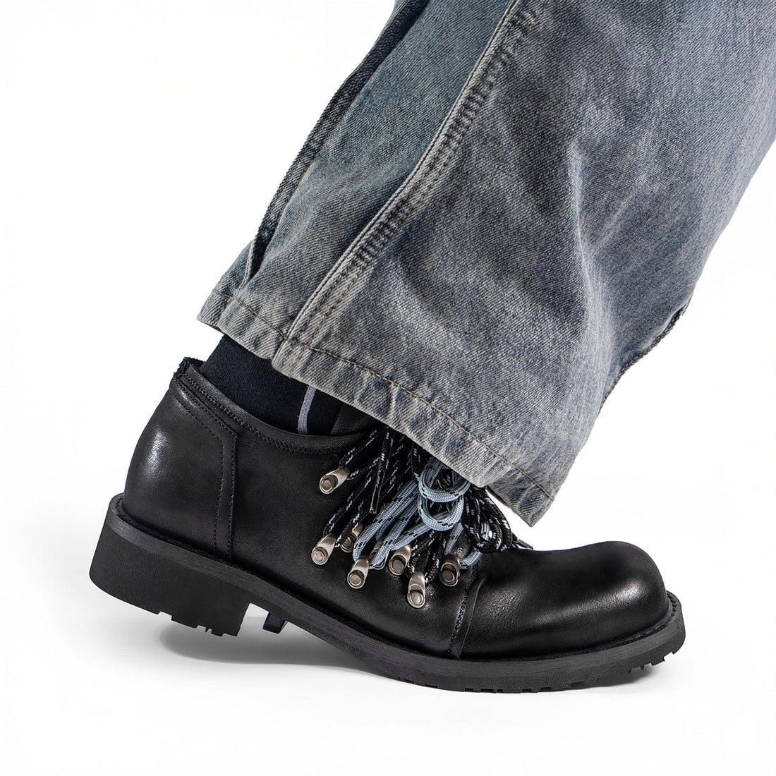 REWRITE Contrast Rope-Laced Leather Derby Shoes-Shoes-38.5-Free Shipping Leatheretro
