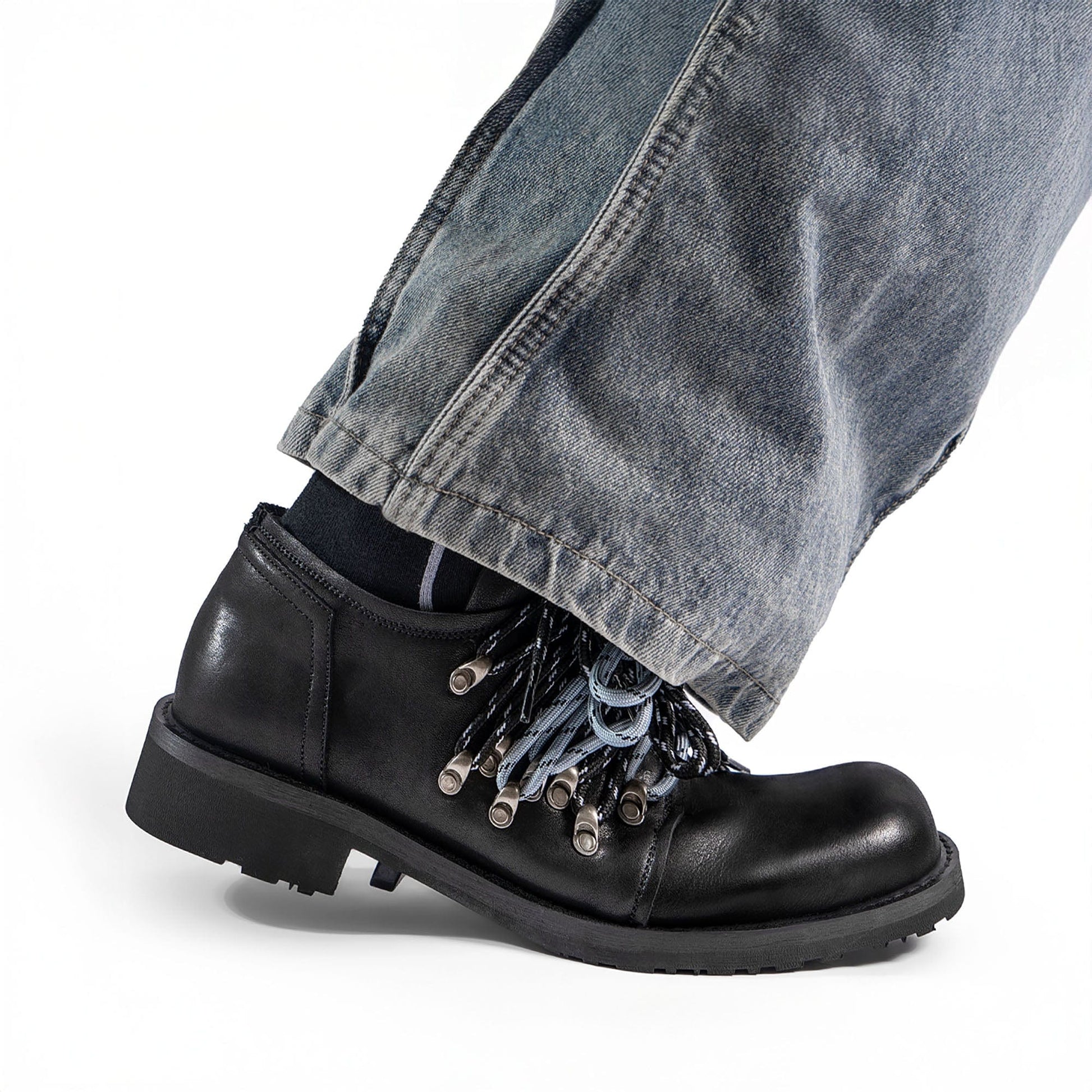 REWRITE Contrast Rope-Laced Leather Derby Shoes-Shoes-38.5-Free Shipping Leatheretro