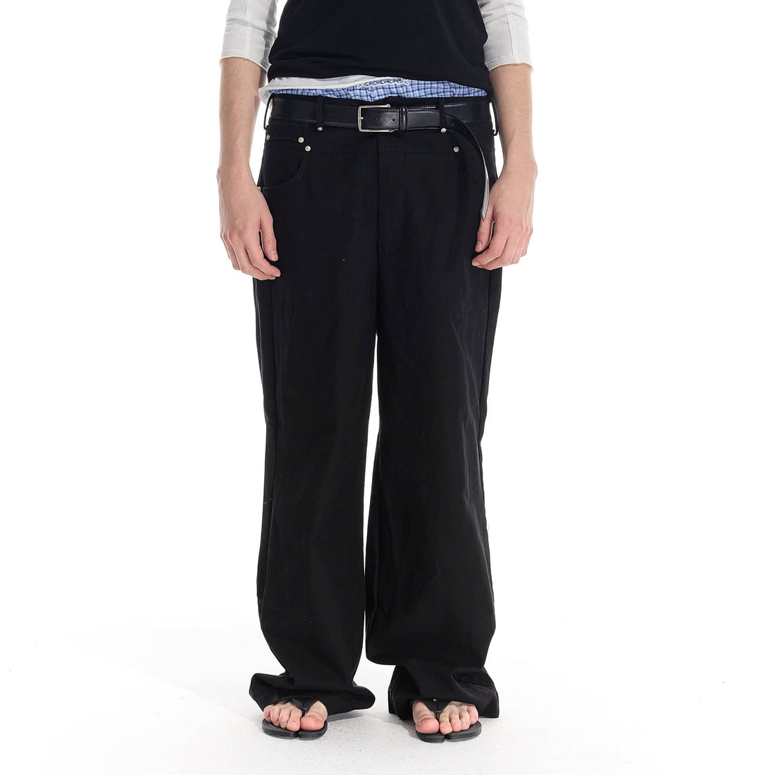 WHISTLEHUNTER Distressed Rivet Straight-Leg Pants-Pants-S-Brown-Free Shipping Leatheretro