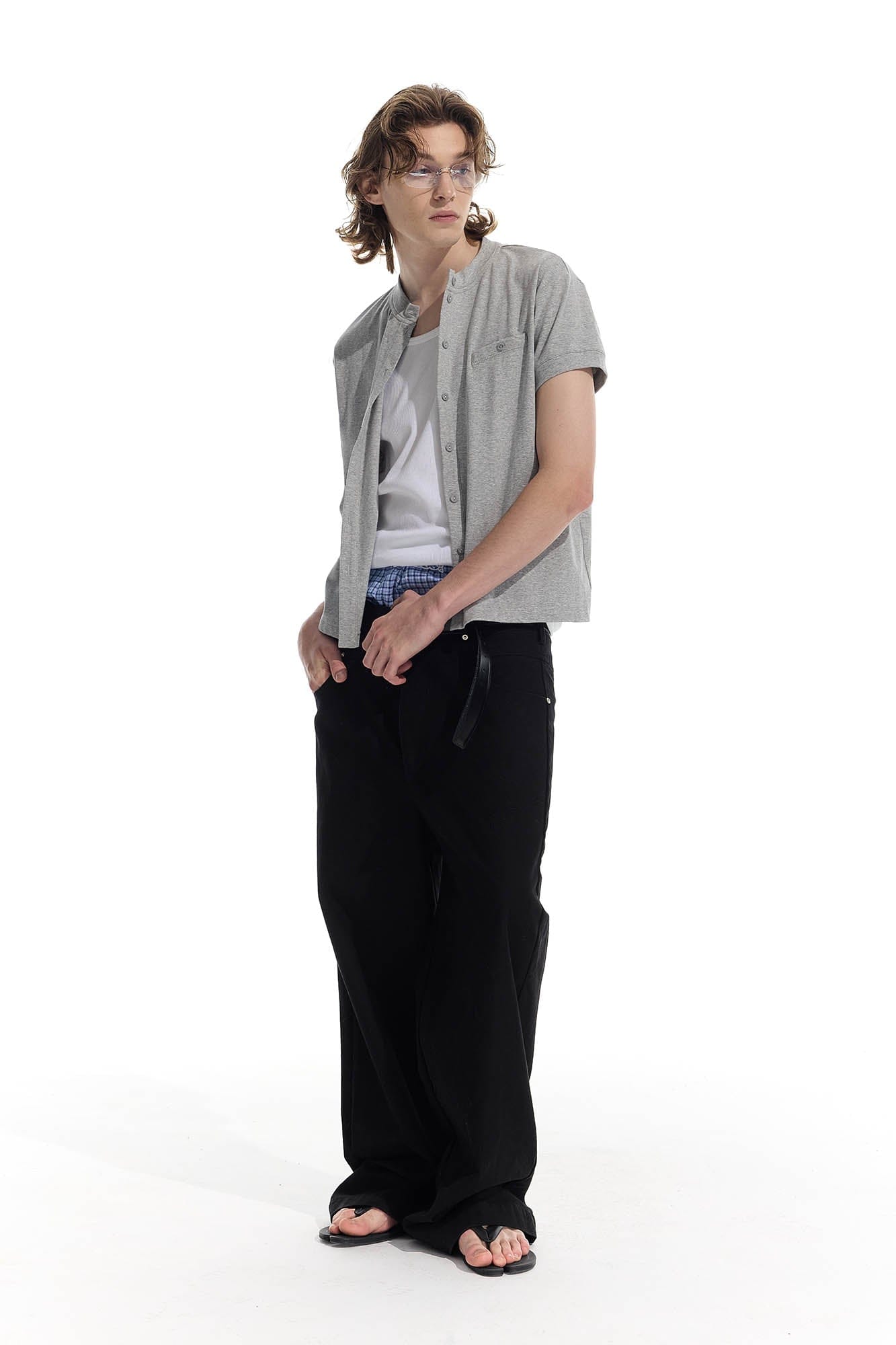 WHISTLEHUNTER Essential Wool-Blended Pocket Short-Sleeve Cardigan-Jacket-S-Gray-Free Shipping Leatheretro