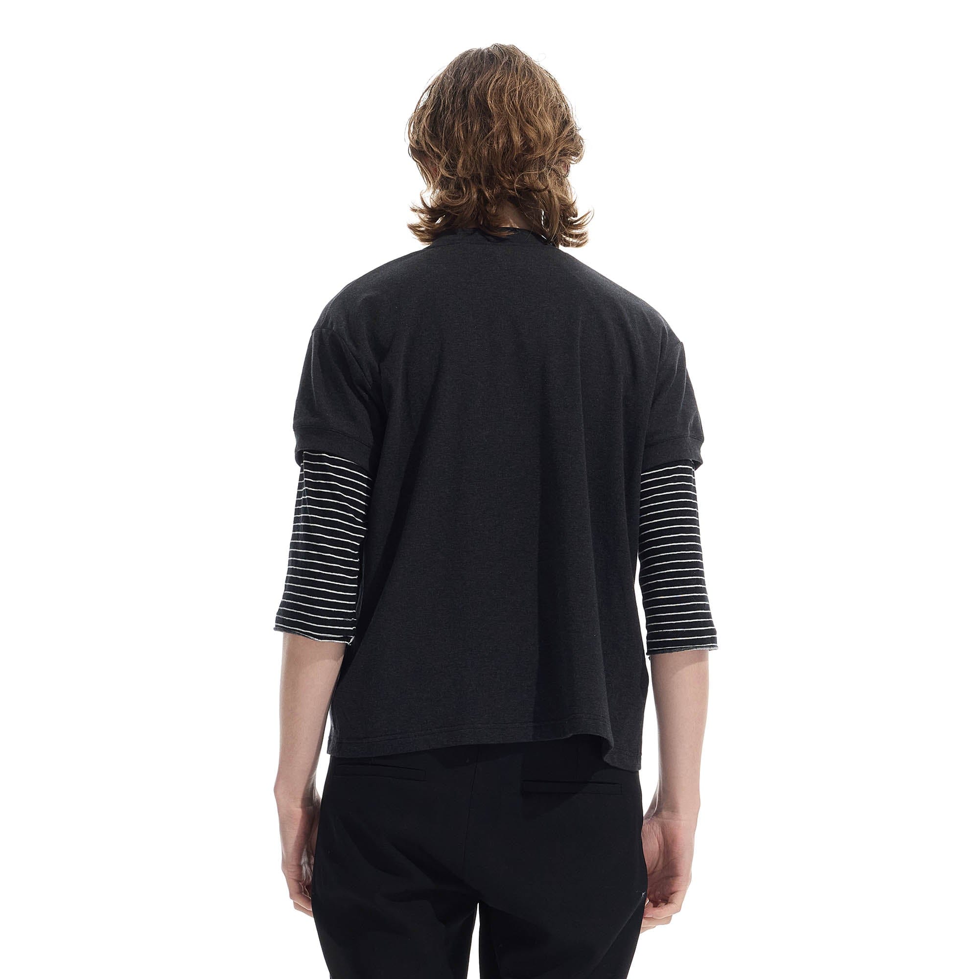 WHISTLEHUNTER Essential Wool-Blended Pocket Short-Sleeve Cardigan-Jacket-S-Gray-Free Shipping Leatheretro