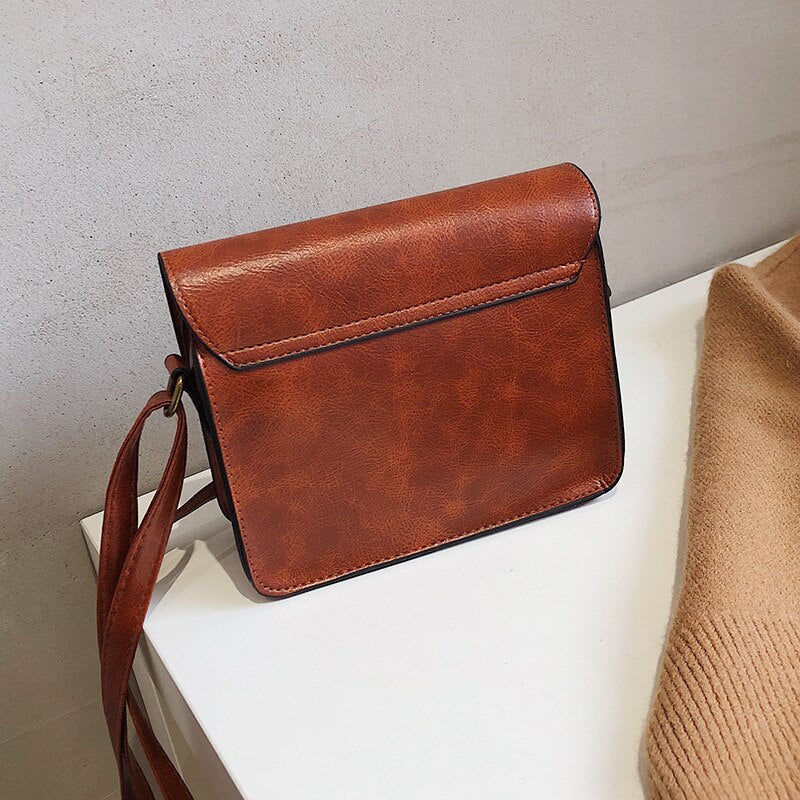 Vintage Women Flap Fashion Casual Leather Shoulder Bags Lady Crossbody Messenger Bag-Handbags-Light Brown-Free Shipping Leatheretro