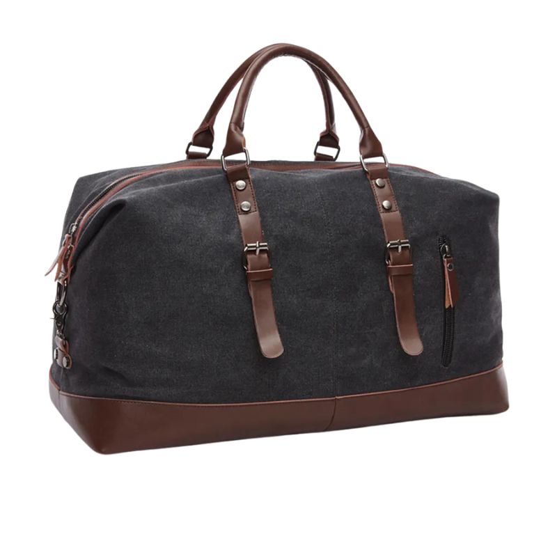 Canvas Men's Carry-On Luggage and Duffel Bag-Duffel Bags-Large-Black-Free Shipping Leatheretro