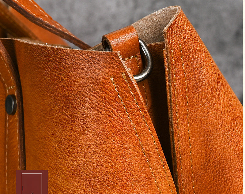 Vintage Genuine Leather Crossbody Bag Tote Bags-Brown-Free Shipping Leatheretro