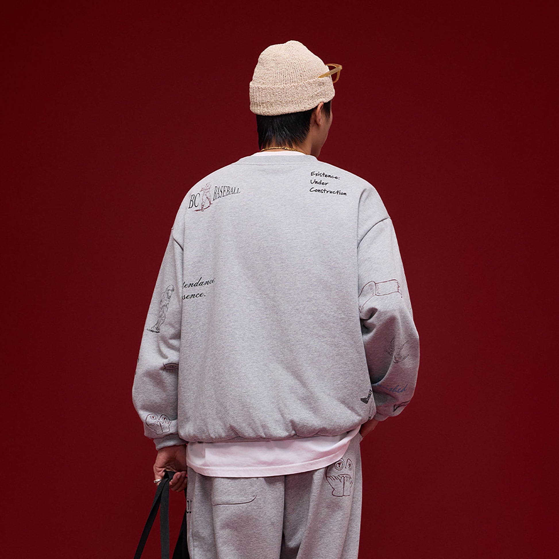 BANANA CLUB Classic Doodle Graphic Sweatshirt-Sweatshirt-S-Brown-Free Shipping Leatheretro