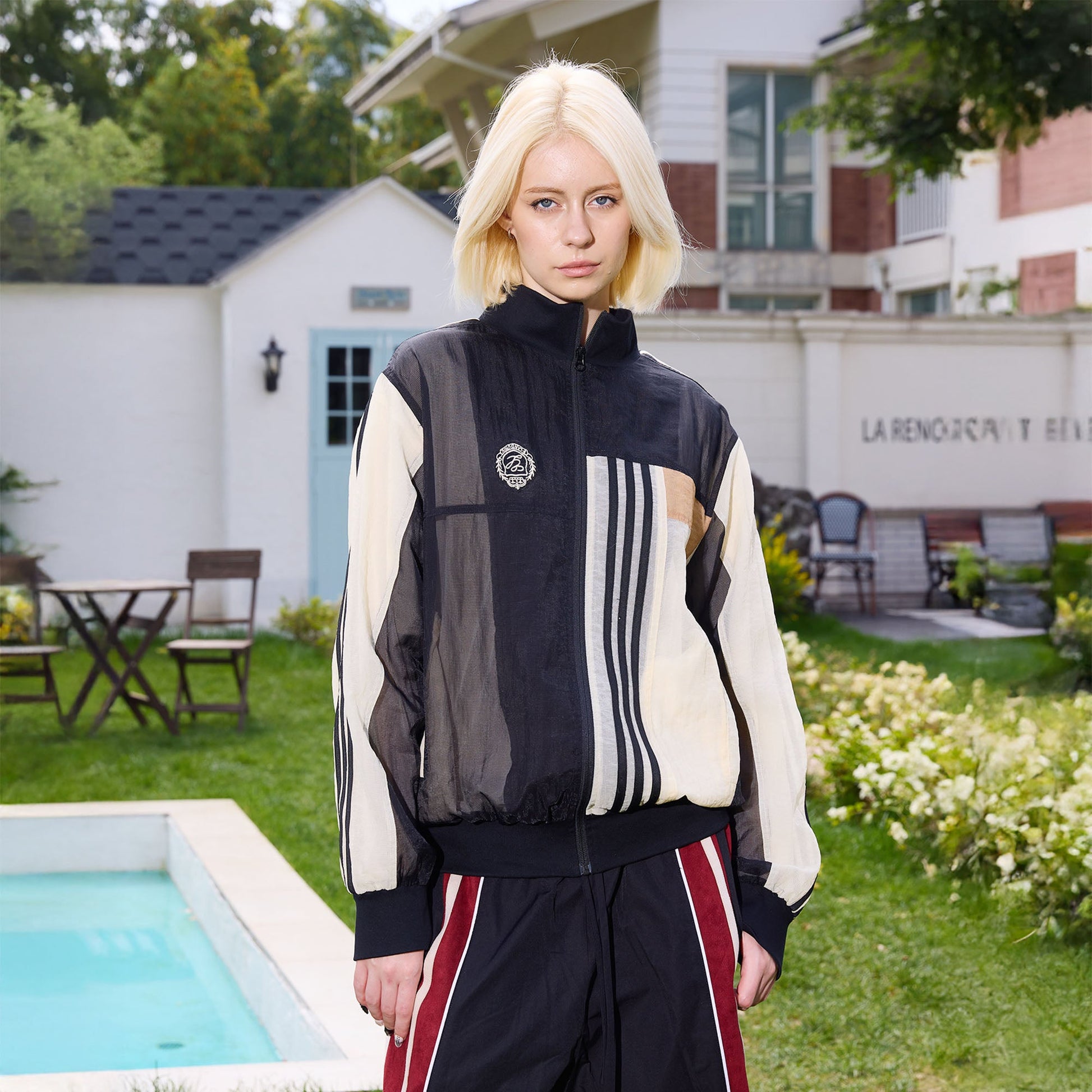 ERROR CODE ROBOT Sheer Mesh Paneled Striped Jacket-Jacket-S (Preorder)-Free Shipping Leatheretro