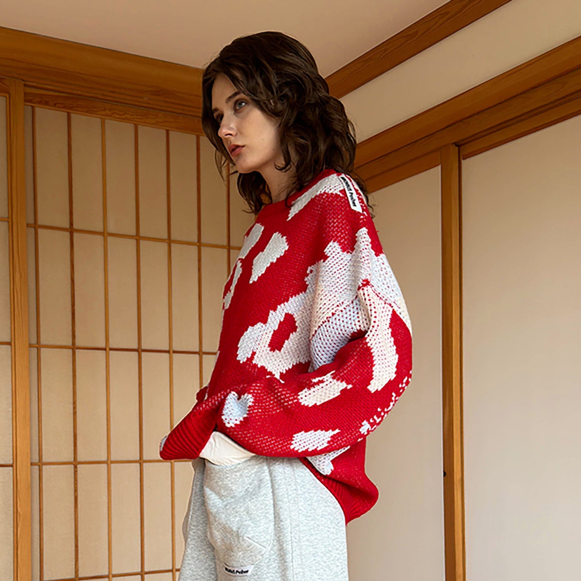 MIICHOUS Annan Lake Abstract Crewneck Sweater-Sweater-S-White-Free Shipping Leatheretro
